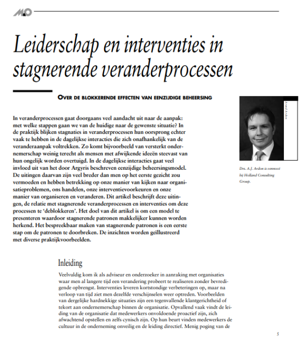 Leiderschap en interventies in stagnerende veranderprocessen ...